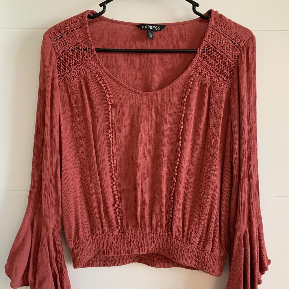 Express Coral Butterfly Sleeve Blouse